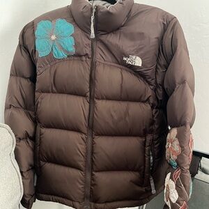 North Face Womens Brown Retro 96 Vintage Nuptse 700 Down Puffer Jacket Coat